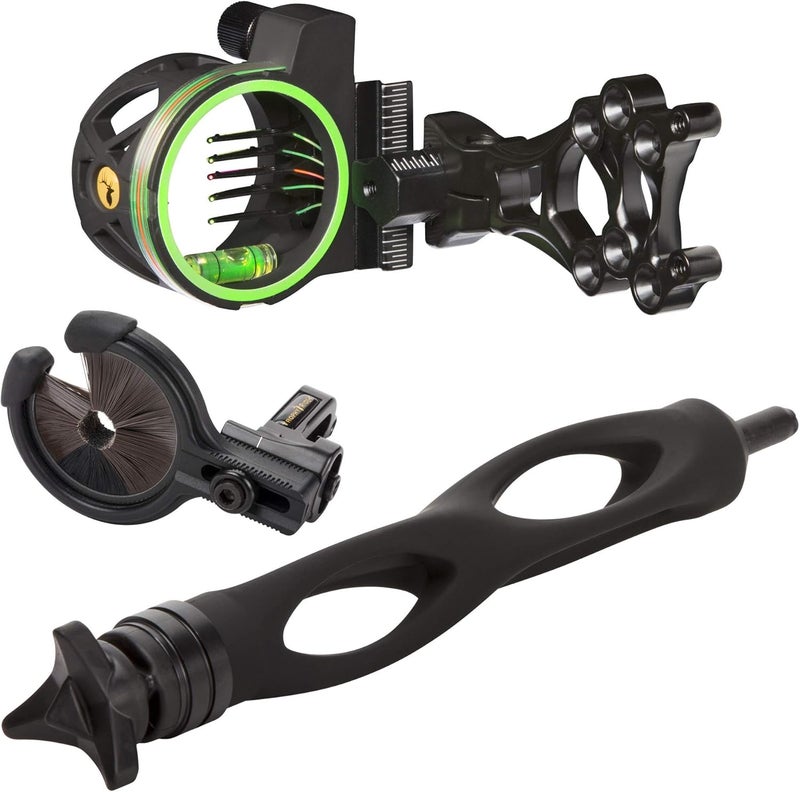 Trophy Ridge Master Hunter Kit with Volt 5-Pin Sight, 6" Static Stabilizer, and Kill Shot Whisker Biscuit, Black - Image 1
